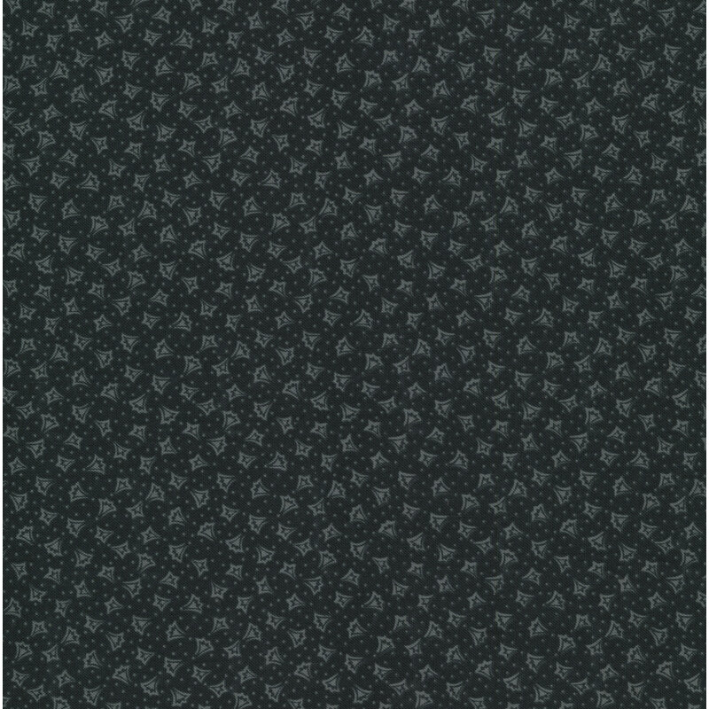 Fabric features tonal slate blue fans and pin dots | Shabby Fabrics