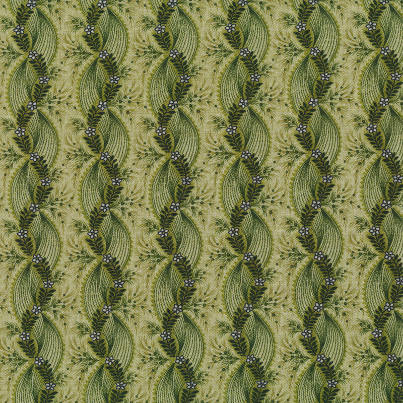 Tonal green floral stripe | Shabby Fabrics