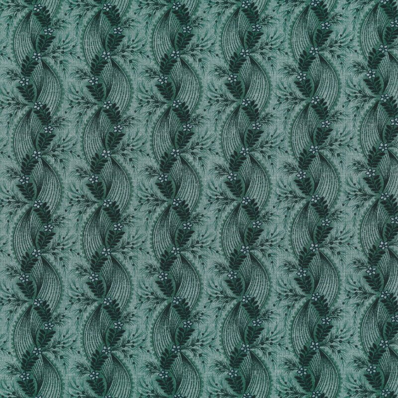 Tonal teal floral stripe | Shabby Fabrics