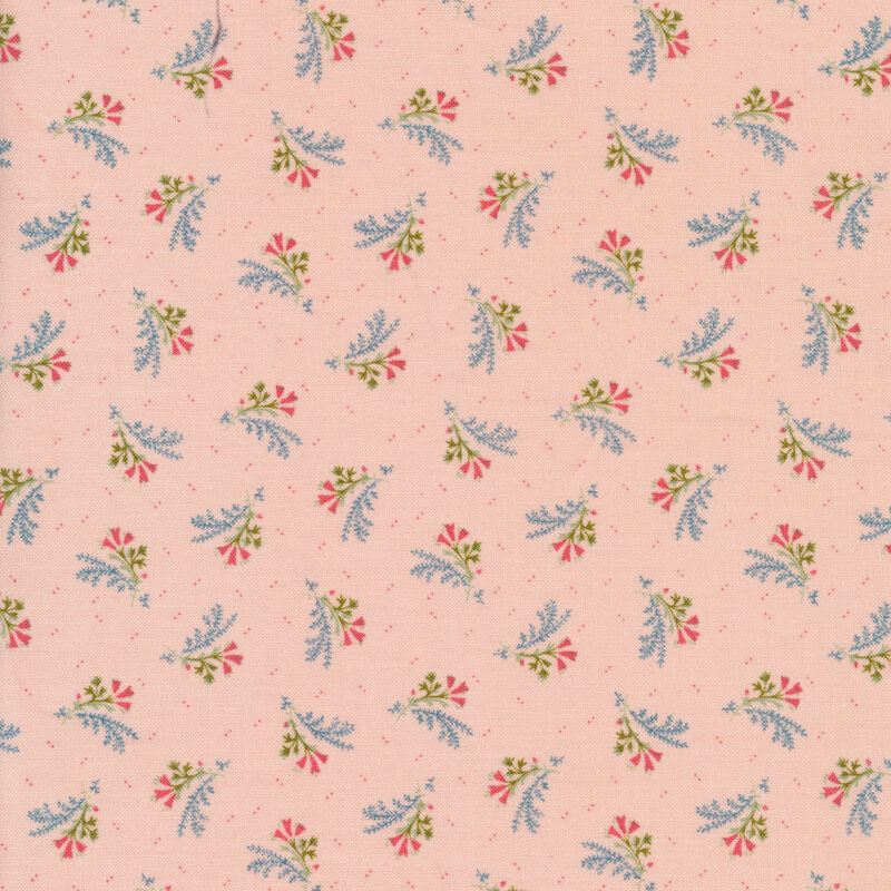 Tossed floral bouquet on pink | Shabby Fabrics