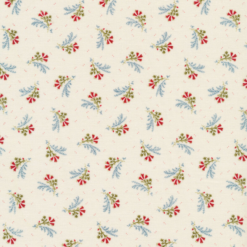 Tossed floral bouquet on cream | Shabby Fabrics