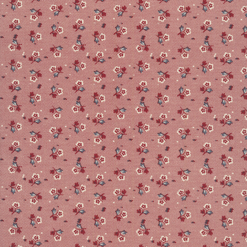 Small ditsy flowers on red | Shabby Fabrics