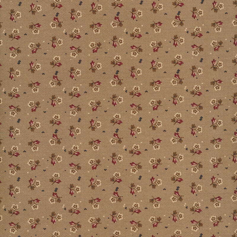 Small ditsy flowers on brown | Shabby Fabrics