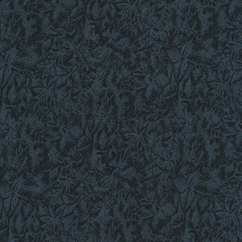 Tonal black fabric features mottled design with metallic frost accents | Shabby Fabrics
