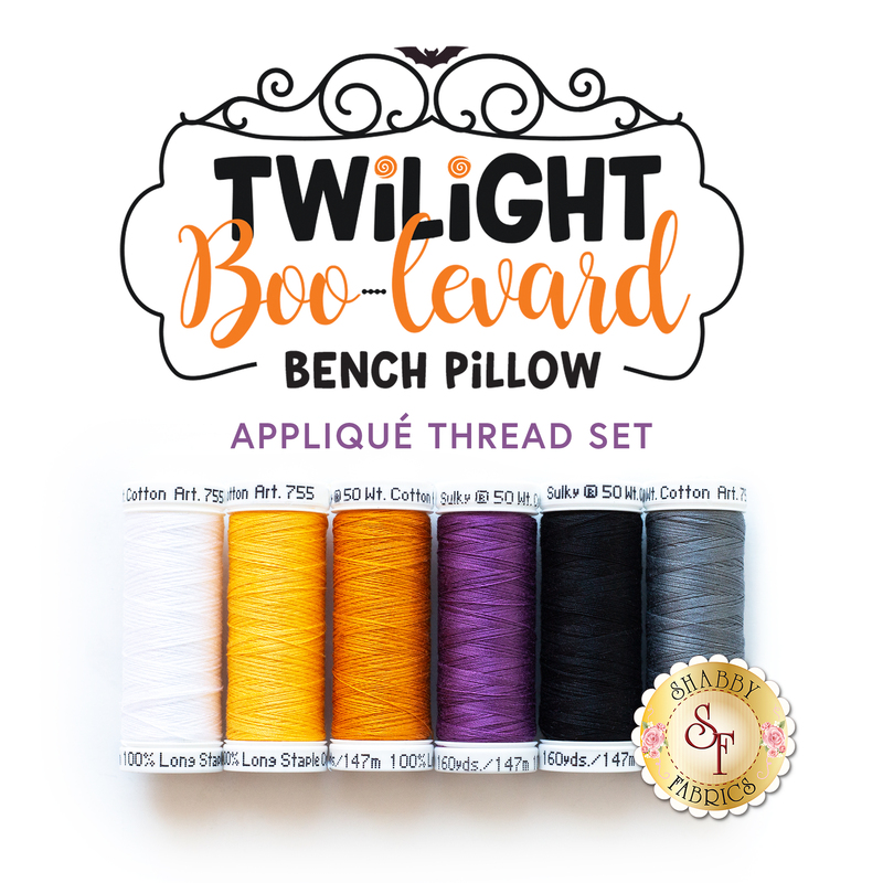 Twilight Boo-levard Bench Pillow - 6pc Applique Thread Set - Sewing Version | Shabby Fabrics