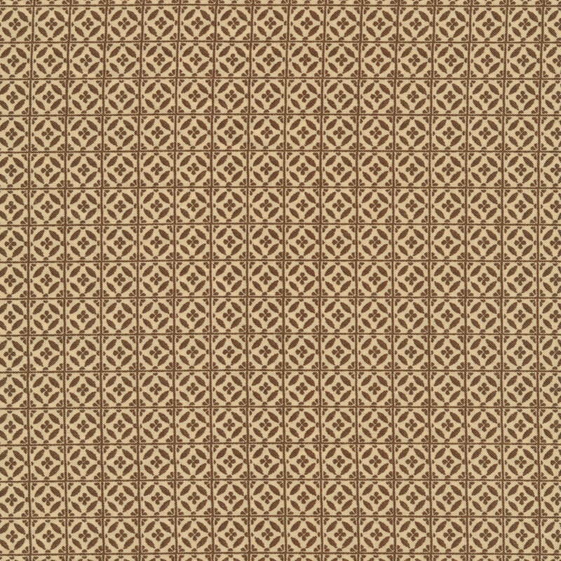 Brownish grey tile print on cream | Shabby Fabrics