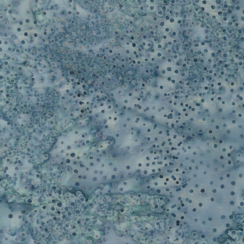 Batik fabric features mottled blue tonal dots | Shabby Fabrics