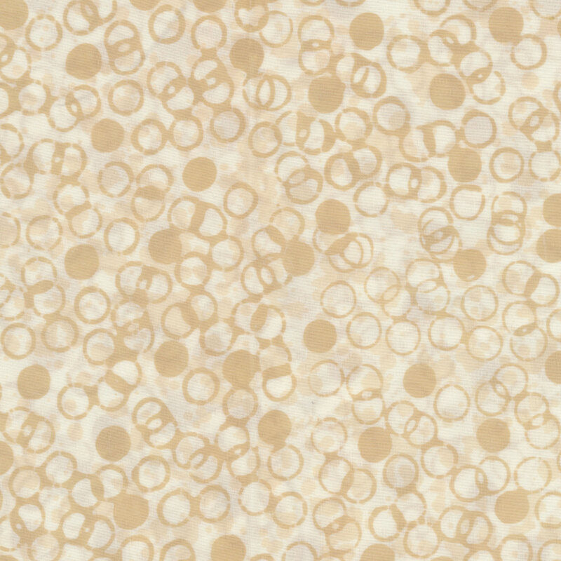 Batik fabric features tonal tan circle design | Shabby Fabrics