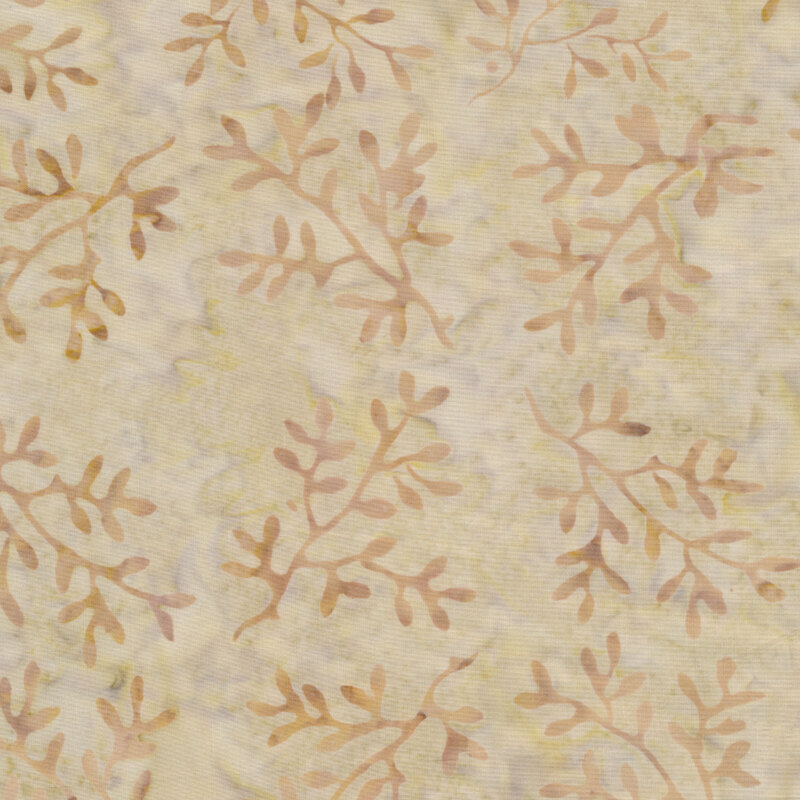Batik fabric features tan tonal twigs | Shabby Fabrics