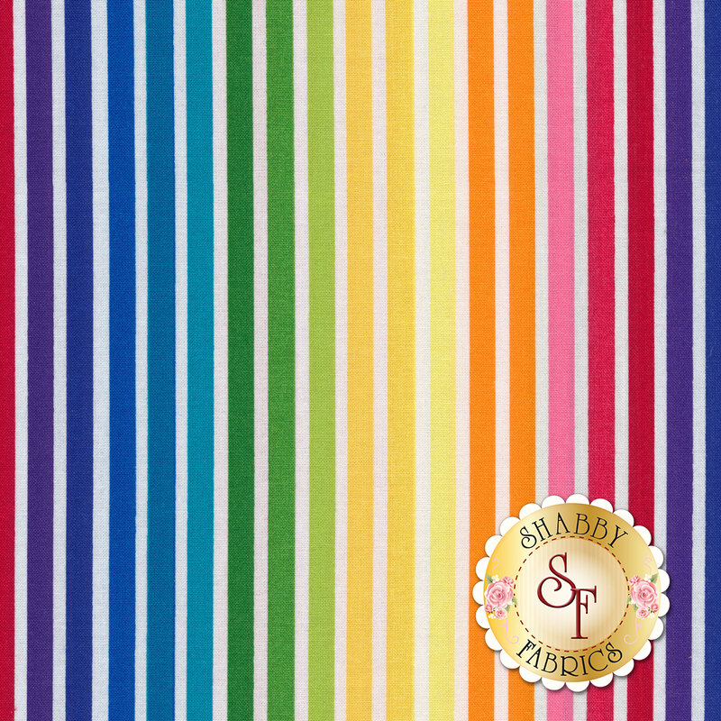 Rainbow stripes on a white background | Shabby Fabrics