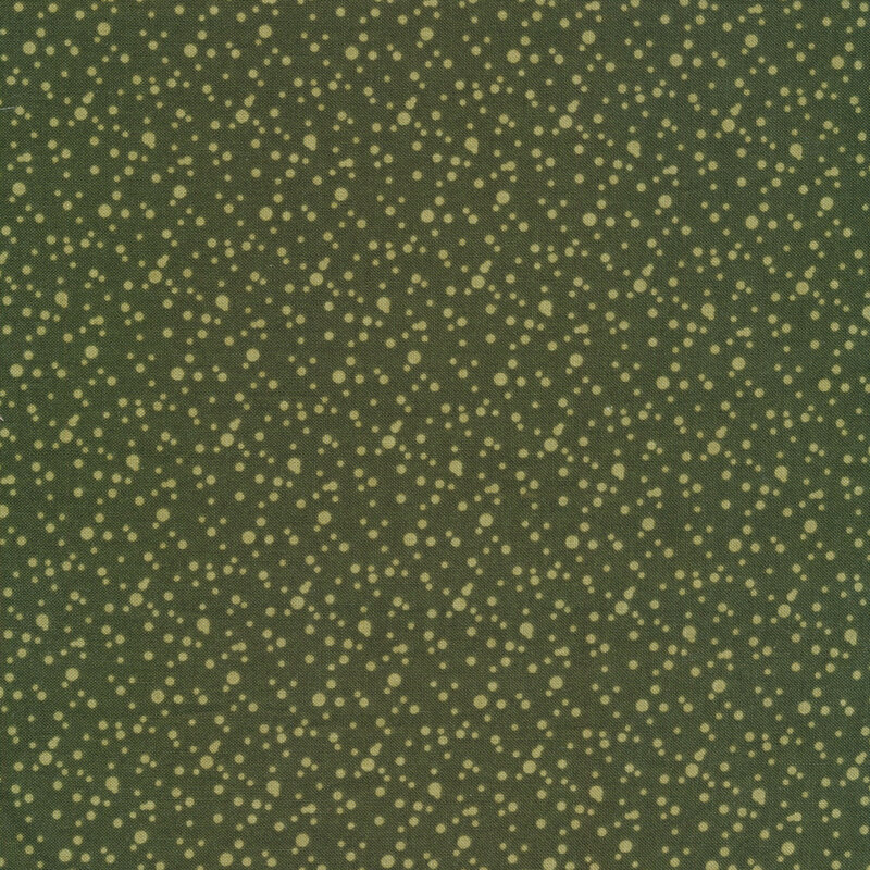 Fabric features tonal green dots on a dark green background | Shabby Fabrics