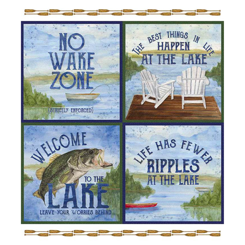 Panel featuring 4 lake posters | Shabby Fabrics