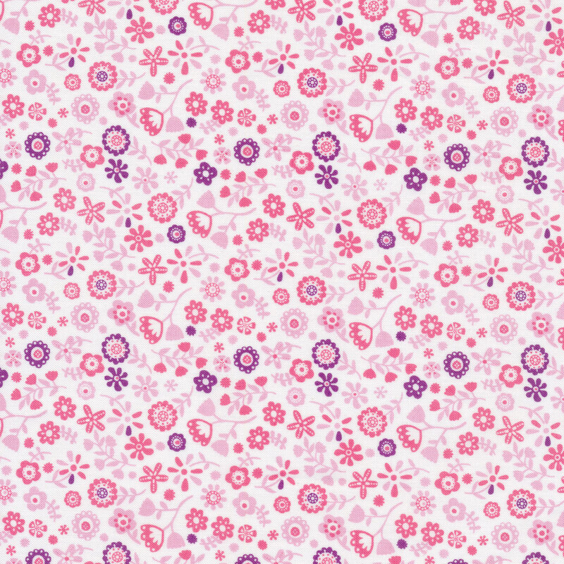 Flowers all over white | Shabby Fabrics