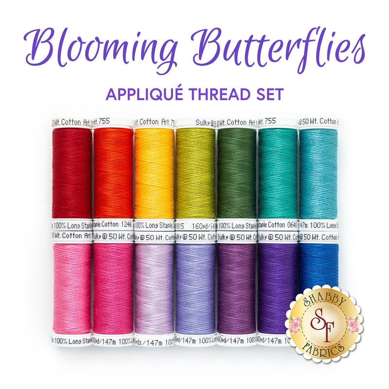 Blooming Butterflies Quilt Kit - 14pc Appliqué Thread Set | Shabby Fabrics