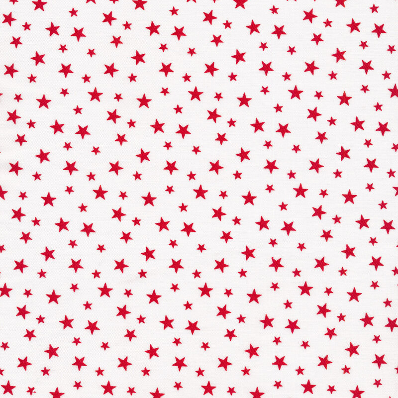 Red stars tossed on white | Shabby Fabrics