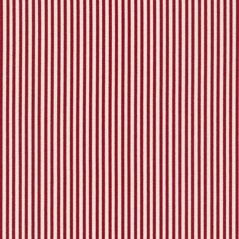 Fabric features thin red white stripes design | Shabby Fabrics