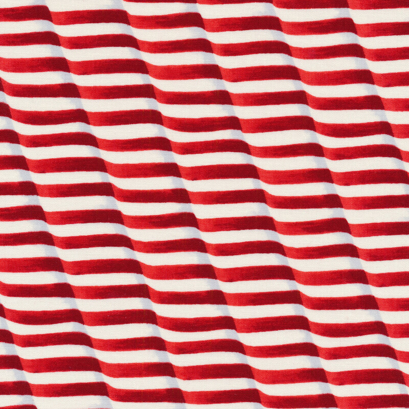 Fabric design features lines of wavy red and white stripes | Shabby Fabrics