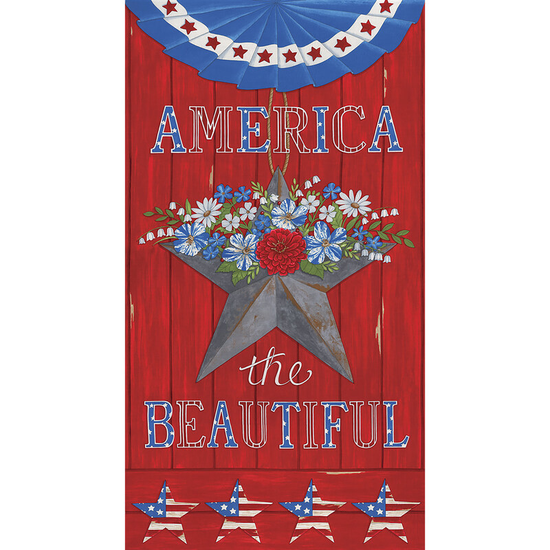Fabric features barnwood red America the Beautiful Panel | Shabby Fabrics