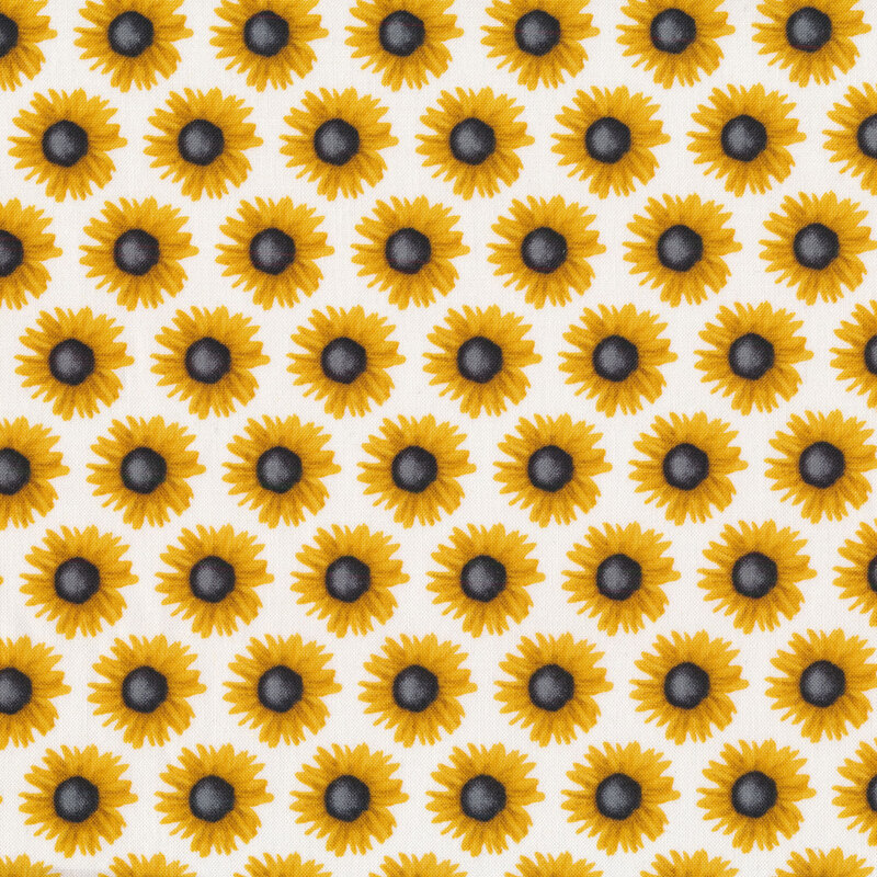 Sunflowers all over white | Shabby Fabrics