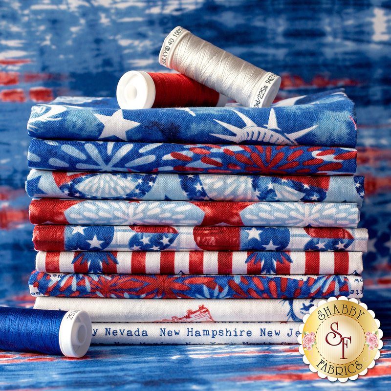 A photo of the fabrics included in the One Land, One Flag collection | Shabby Fabrics