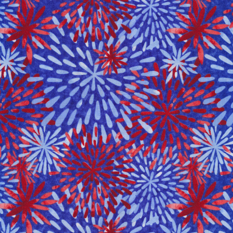 Light blue and red on dark blue | Shabby Fabrics