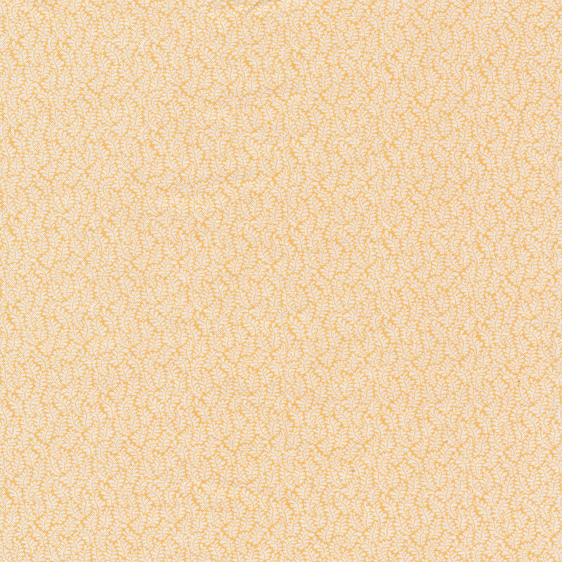 Fabric features cream foliage design allover light orange | Shabby Fabrics