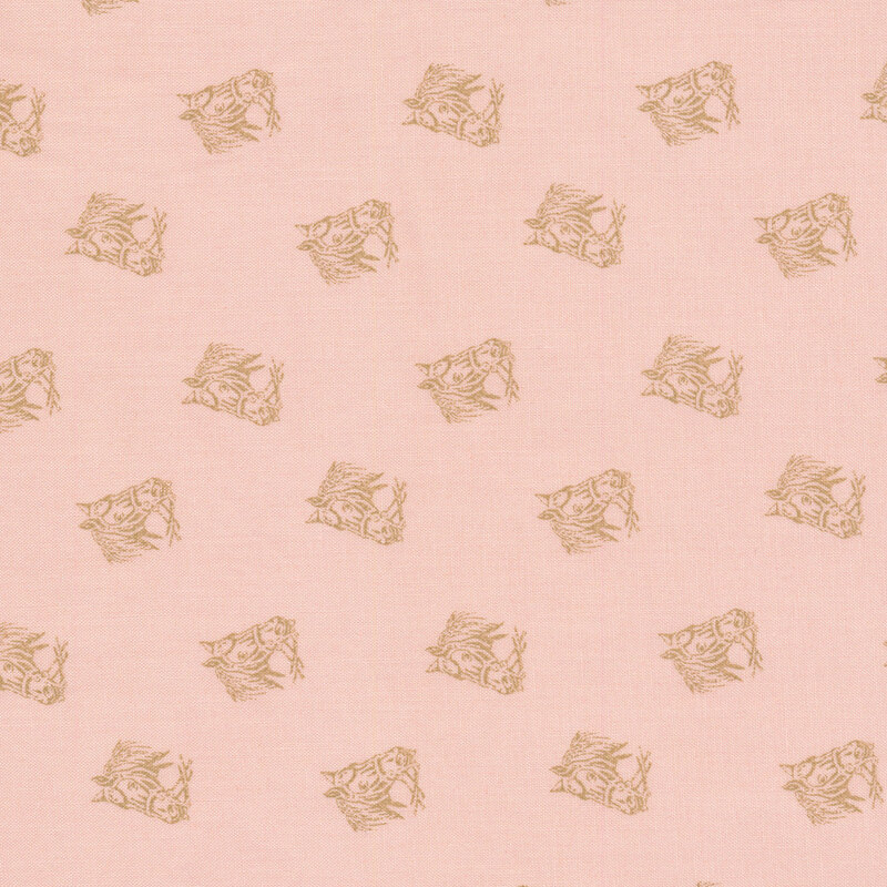 Alternating horse heads on a light pink background