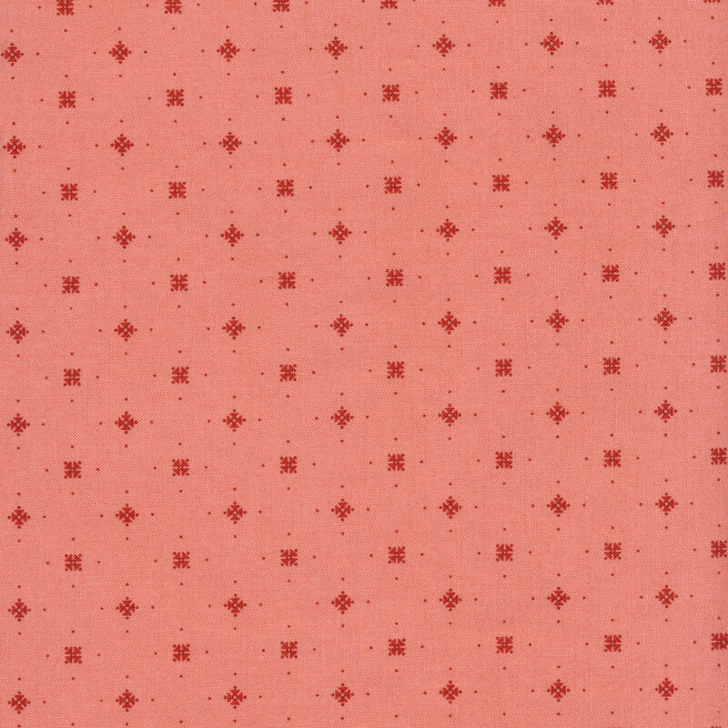 Red diamonds and stars with tiny red dots on a pink background