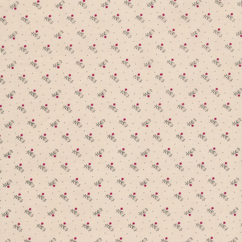 Tiny flowers and small dots on a tan background
