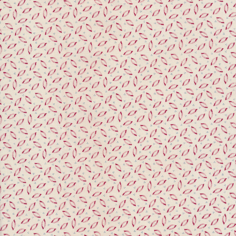 Tossed red almond shaped outlines on a tan background