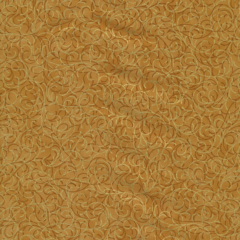 tonal gold swirls with gold accents | Shabby Fabrics