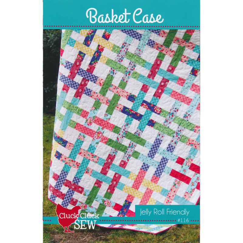 Front of the Basket Case pattern showing the finished pieced quilt.