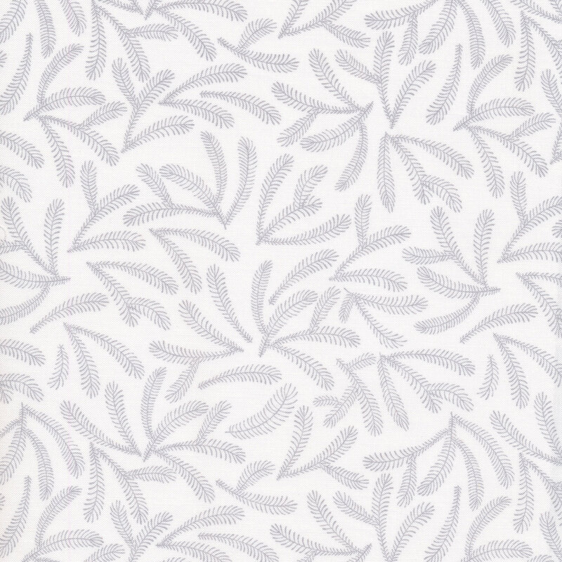 White tonal leaf print | Shabby Fabrics