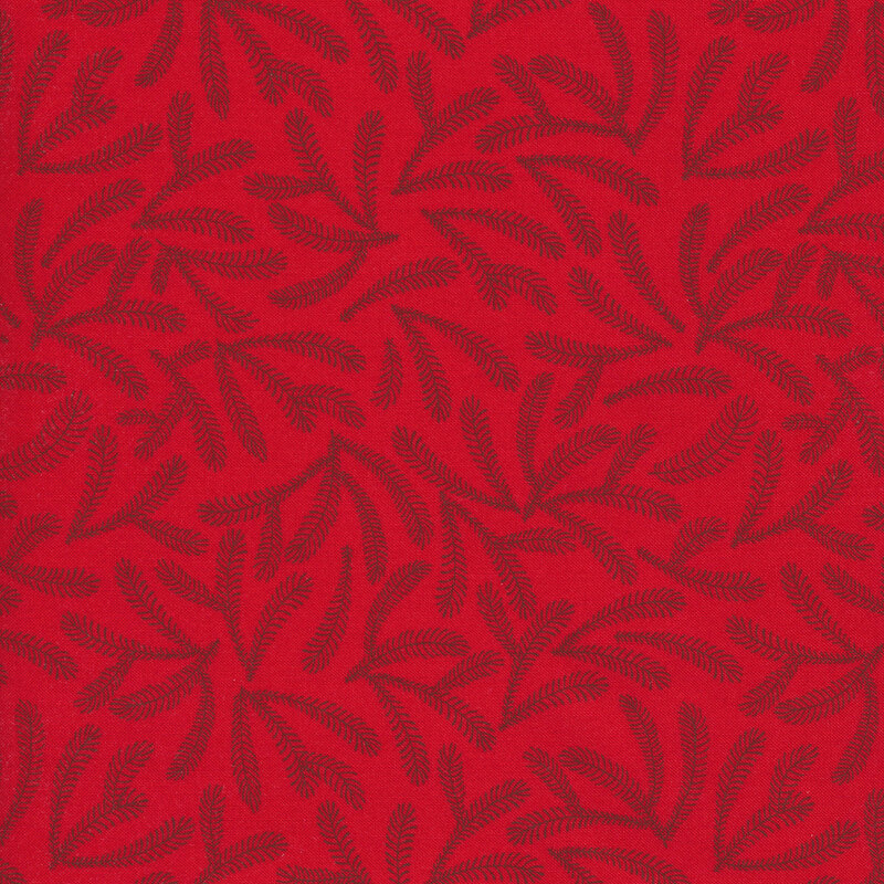 Red tonal leaf print | Shabby Fabrics