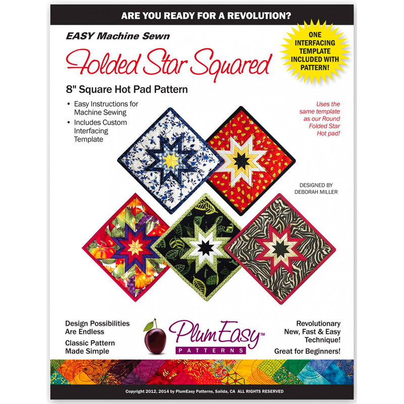 The front of the Folded Star Squared Pattern showing finished square hot pads