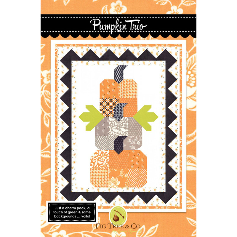 The front of the Pumpkin Trio pattern showing the finished Halloween quilt | Shabby Fabrics