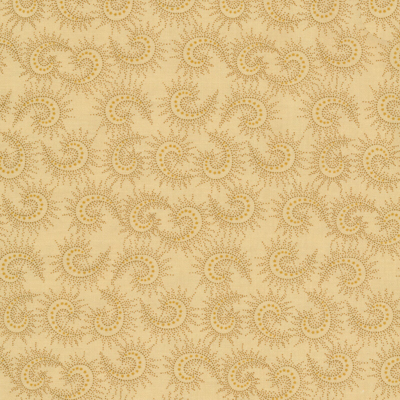 Fabric features tan tonal spiked paisley pattern | Shabby Fabrics