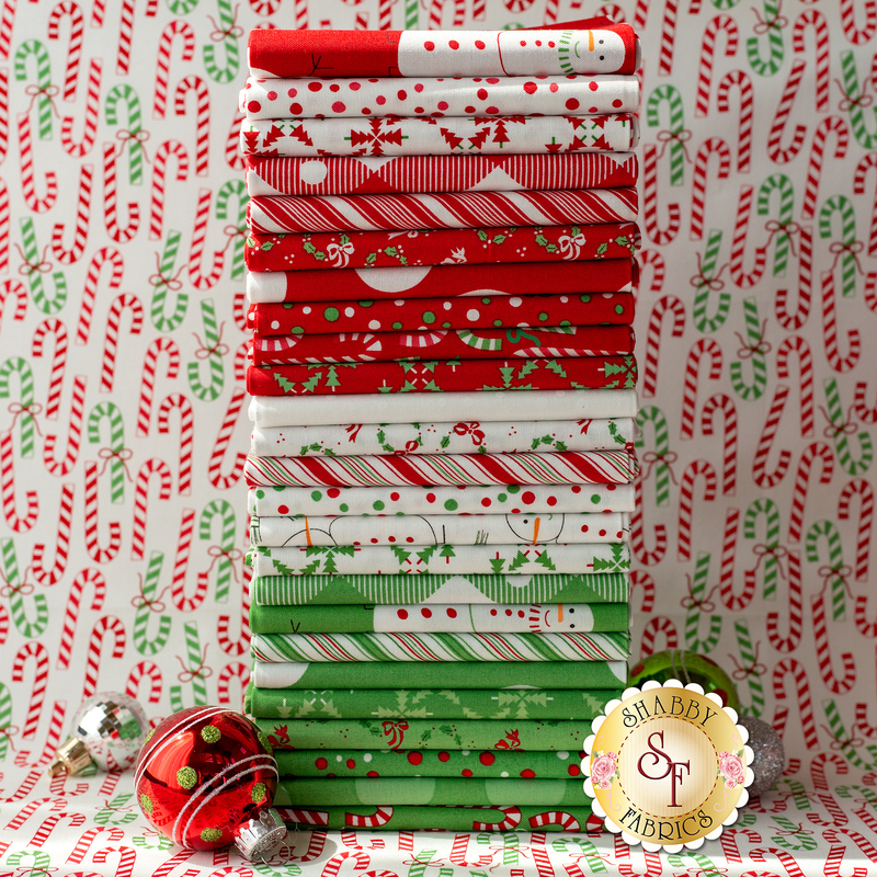 Collage of fabrics included in the Merry and Bright collection - Shabby Fabrics