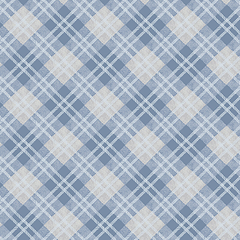 Blue, white, and grey plaid | Shabby Fabrics