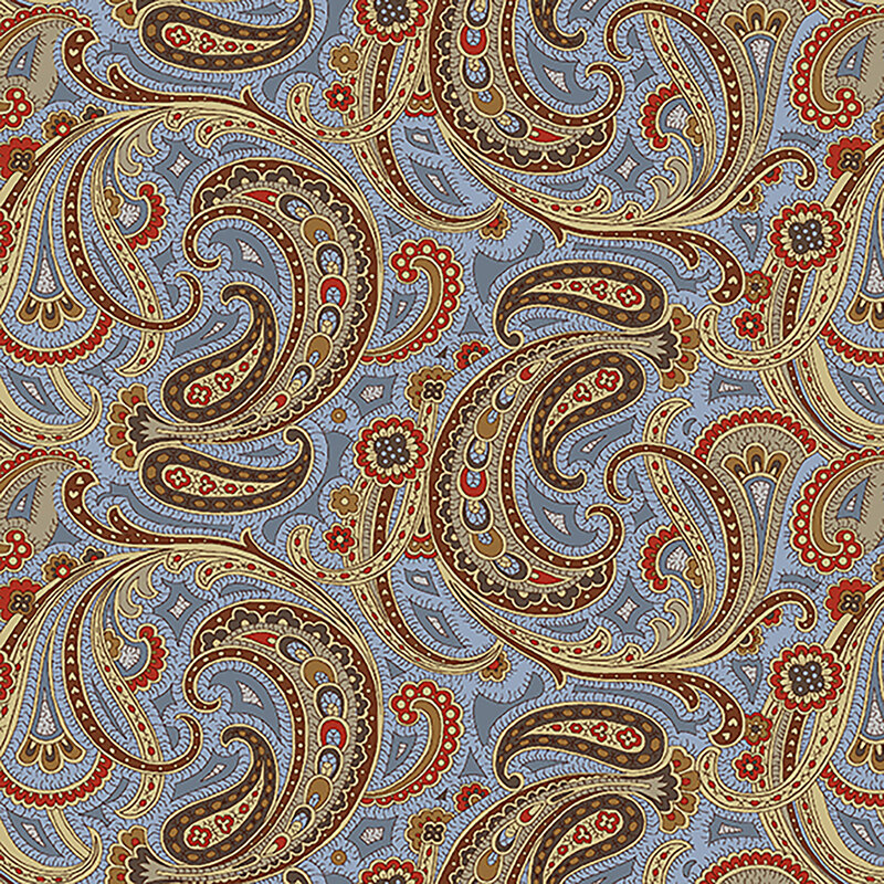 Blue, red, and brown paisleys | Shabby Fabrics