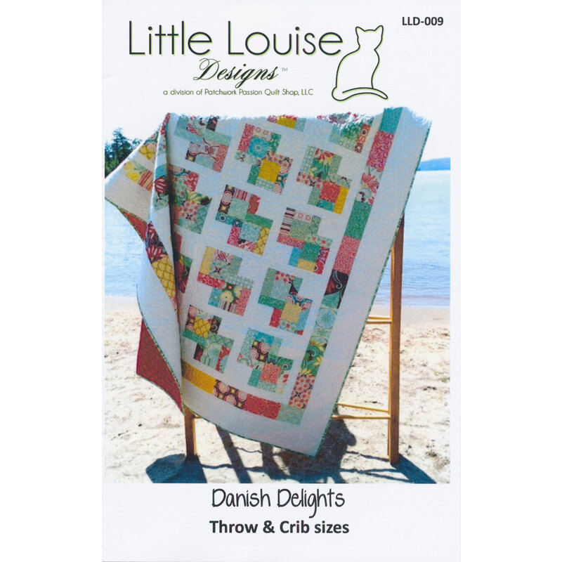 The front of the Danish Delights pattern showing the finished quilt
