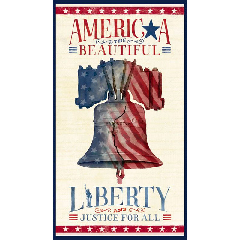 A patriotic panel with the liberty bell on a white background