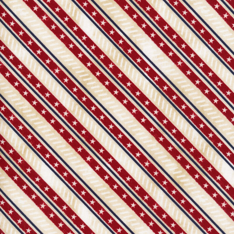 Red diagonal stripes with white stars on a white mottled background