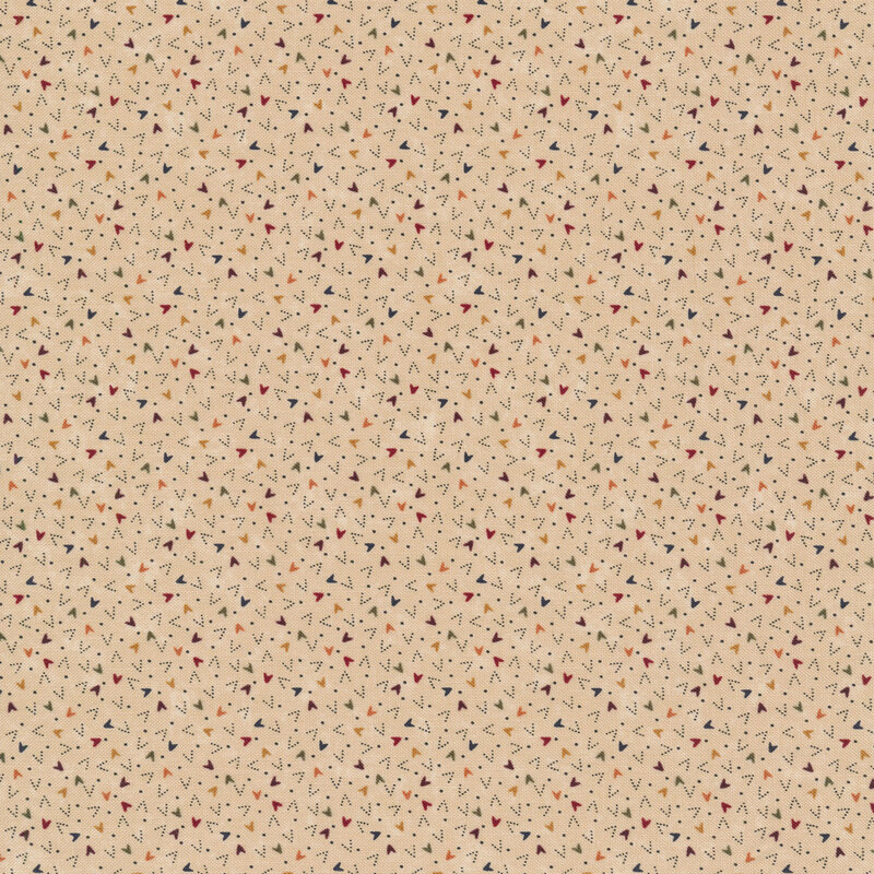 Random colorful arrows and black dotted arrows on a tan background