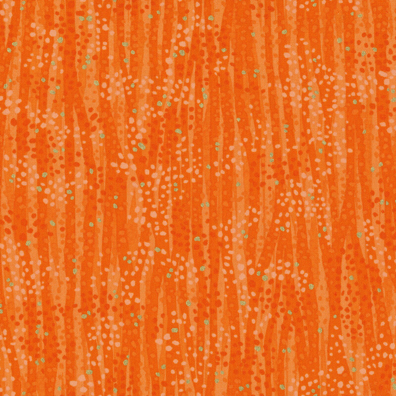Tonal orange fabric features waves and dots design with metallic accents | Shabby Fabrics