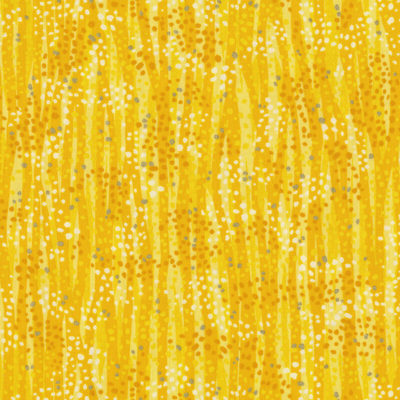 Tonal yellow fabric features waves and dots design with metallic accents | Shabby Fabrics