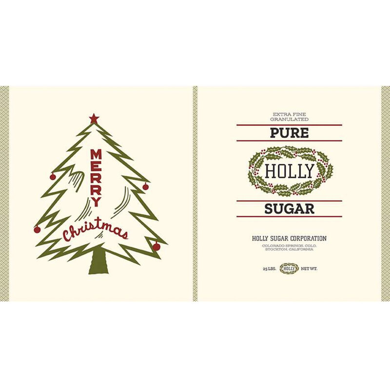 Canvas tea towel panel features Christmas tree sugar theme | Shabby Fabrics